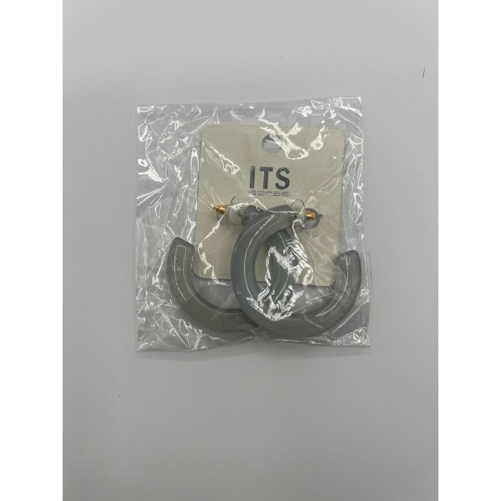 ITS Sense Jordan Grey Resin Hoop Earrings AE0362GRY Chunky C-Shaped Studs
